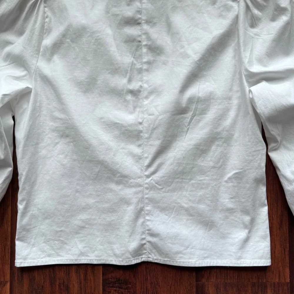 Reformation White V-Neck Puff Sleeve Button Front Top Blouse Sz 12 Cottagecore
